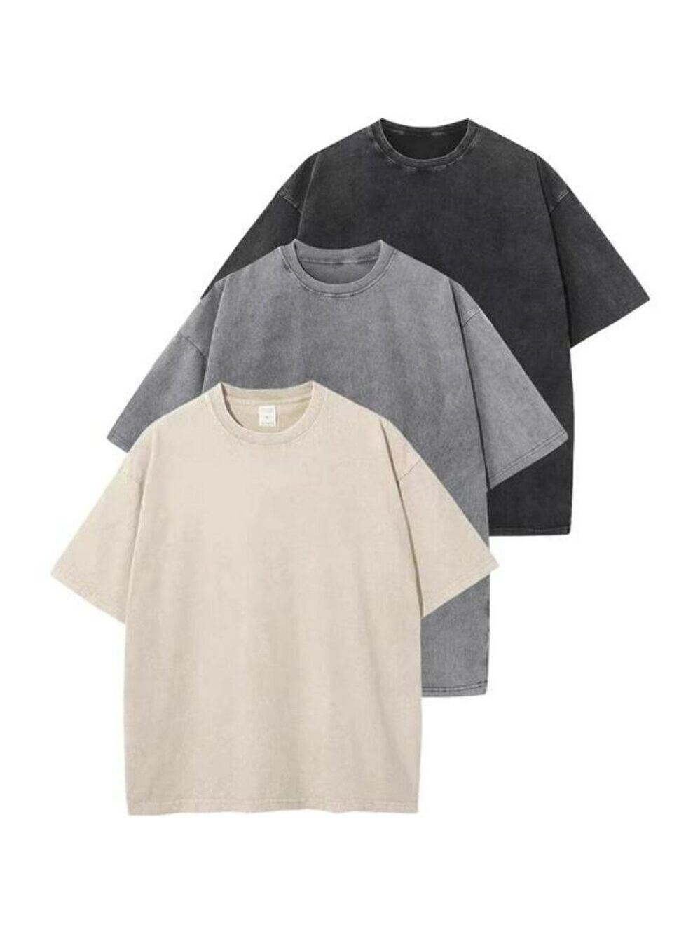 Mens Oversized T Shirt Pack Vintage Washed Baggy Fit Casual Streetwear Tee